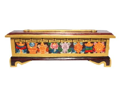 Tibetan Eight Lucky Symbols Wooden Incense Burner Box